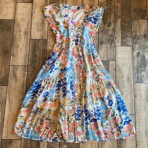 THML Anthropologie Colorful Floral Midi Dress 🆕